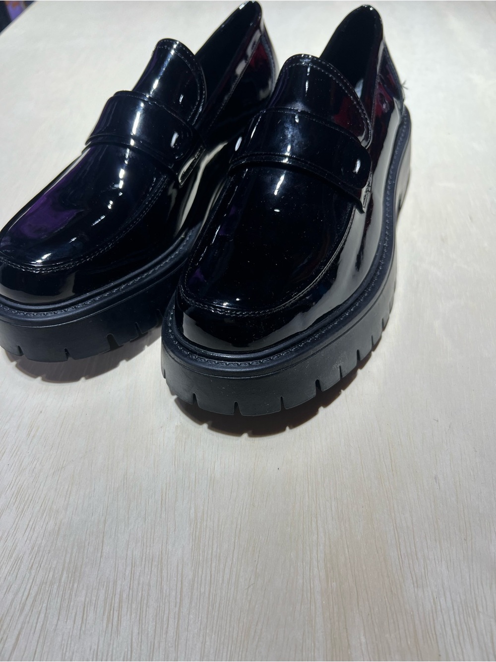 Men's Black Patent Platform Loafers
